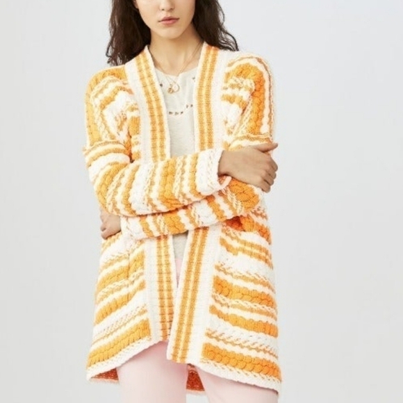 Maje milio yellow stripe chunk cardigan, size 2 - Picture 1 of 6